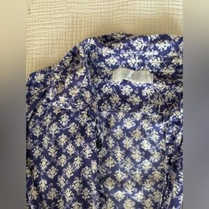 Block print button down